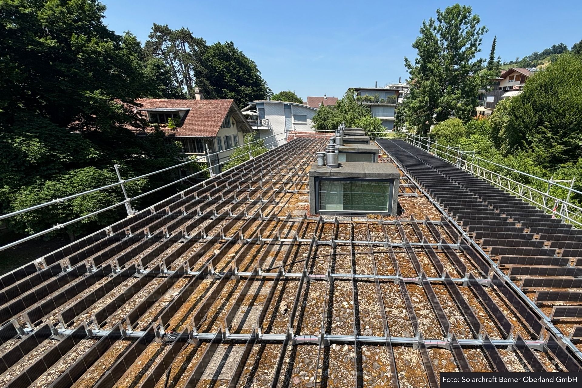 Vertikale Grün-
dach-PV-Anlage
